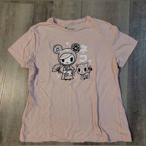 Tokidoki Light Pink Kids T-Shirt with Character Print - Picture 1 of 3